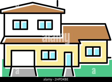 illustration vectorielle de l'icône de couleur de maison à deux niveaux Illustration de Vecteur