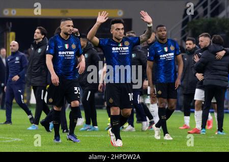 Milan, Italie. 20th février 2022. Pendant la série Un match entre le FC Internazionale et l'US Sassuolo au stade Giuseppe Meazza le 20 février 2022 à Milan, Italie. Crédit : Agence photo indépendante/Alamy Live News Banque D'Images