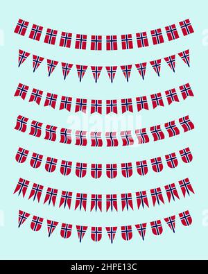 Guirlande et banderoles drapeau norvégien Illustration de Vecteur