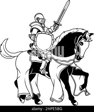 Chevalier en Armour Warrior sur Horse joust médiéval Illustration de Vecteur