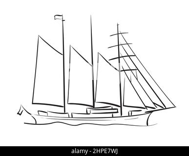 bateau à voile - esquisse vectorielle Illustration de Vecteur