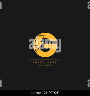 Lettre G initiale avec icône de logo Lightning Bolt. Illustration de Vecteur