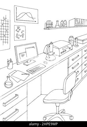 Graphique de laboratoire noir blanc vertical intérieur esquisse illustration vecteur Illustration de Vecteur