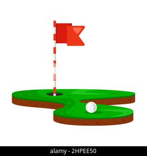 trou et balle de golf sur une pelouse verte. illustration vectorielle plate. Illustration de Vecteur