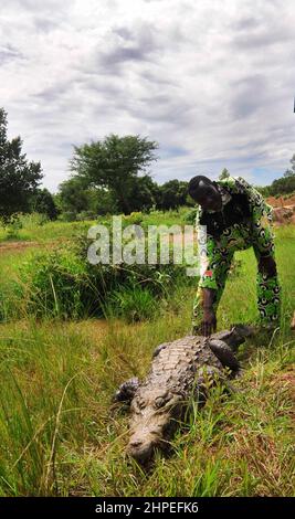 Les Crocodiles sacrés de Bazoulé, Burkina Faso. Banque D'Images
