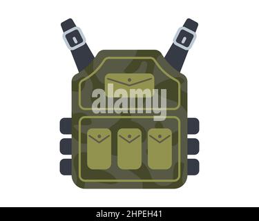 gilet militaire vert résistant aux balles pour une protection contre les balles. illustration vectorielle plate. Illustration de Vecteur