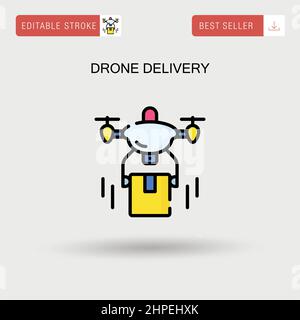Icône de vecteur simple de livraison de drone. Illustration de Vecteur