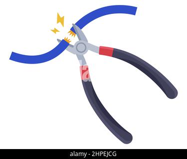 pince pour mordiquer le fil électrique bleu. illustration vectorielle plate isolée sur fond blanc. Illustration de Vecteur