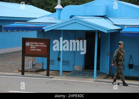 Panmunjom, Corée du Sud - 28 juillet 2020 : zone démilitarisée ou zone démilitarisée entre les deux pays coréens. Traversant la péninsule coréenne près de la 3 Banque D'Images