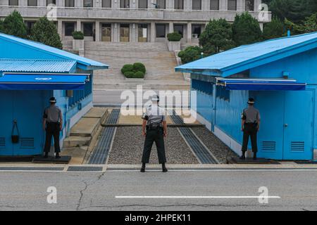 Panmunjom, Corée du Sud - 28 juillet 2020 : zone démilitarisée ou zone démilitarisée entre les deux pays coréens. Traversant la péninsule coréenne près de la 3 Banque D'Images