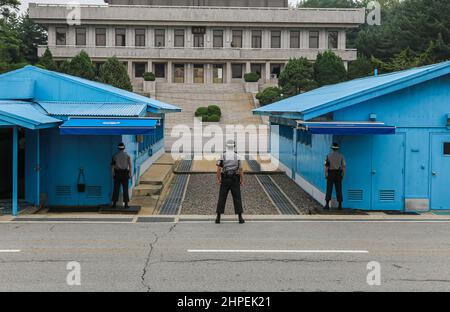 Panmunjom, Corée du Sud - 28 juillet 2020 : zone démilitarisée ou zone démilitarisée entre les deux pays coréens. Traversant la péninsule coréenne près de la 3 Banque D'Images