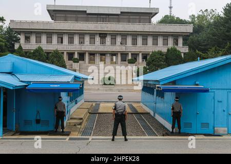 Panmunjom, Corée du Sud - 28 juillet 2020 : zone démilitarisée ou zone démilitarisée entre les deux pays coréens. Traversant la péninsule coréenne près de la 3 Banque D'Images