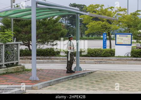 Panmunjom, Corée du Sud - 28 juillet 2020 : zone démilitarisée ou zone démilitarisée entre les deux pays coréens. Traversant la péninsule coréenne près de la 3 Banque D'Images