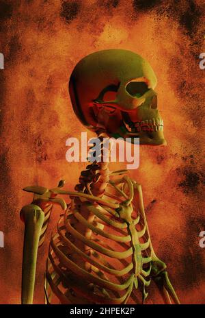 Squelette humain, horreur et Halloween concept, 3D illustration Banque D'Images