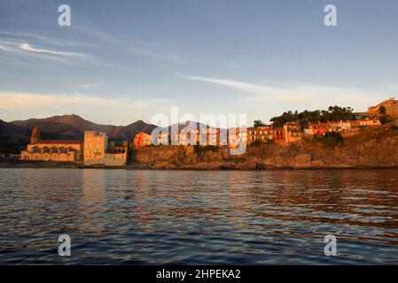 FRANCE Pyrénées Orientales Roussillon Côte vermeille collioure levier soleil Banque D'Images