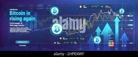 La tendance positive du Bitcoin sur le marché des crypto-monnaies Illustration de Vecteur