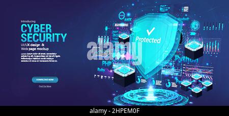 Concept de données de sécurité et de cybersécurité Illustration de Vecteur