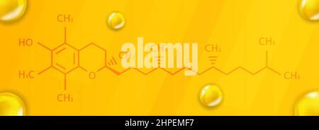 Formule chimique de vitamine E. Vitamine E structure moléculaire chimique réaliste Illustration de Vecteur