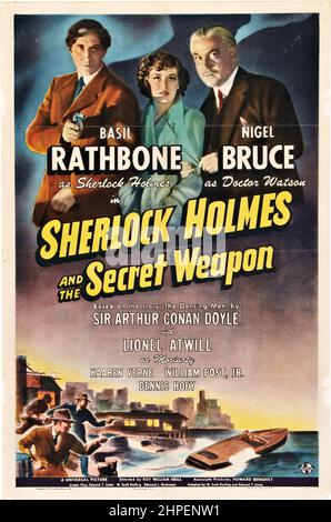 BASIL RATHBONE ET NIGEL BRUCE DANS SHERLOCK HOLMES ET L'ARME SECRÈTE (1942), DIRIGÉE PAR ROY WILLIAM NEILL. Crédit : PHOTOS / Album UNIVERSEL Banque D'Images