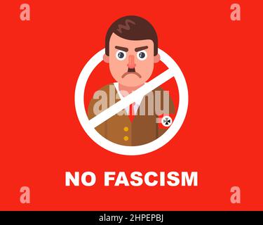 panneau stop rond fascisme. Hitler est interdit. illustration vectorielle plate. Illustration de Vecteur