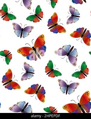 Motif sans couture avec papillons colorés. Papillon adapté aux rideaux, papier peint, tissus, papier d'emballage. Vector Design pour la mode, affiche Illustration de Vecteur