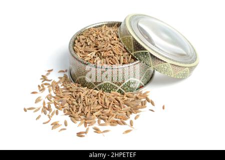 Anis, Pimpinella anisum, également appelé anis ou rarement anix. Isolé sur fond blanc Banque D'Images