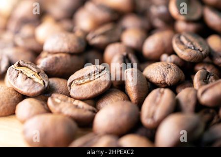 gros plan macro des grains de café Banque D'Images