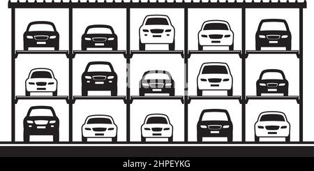 Stationnement hydraulique multiniveau - illustration vectorielle Illustration de Vecteur