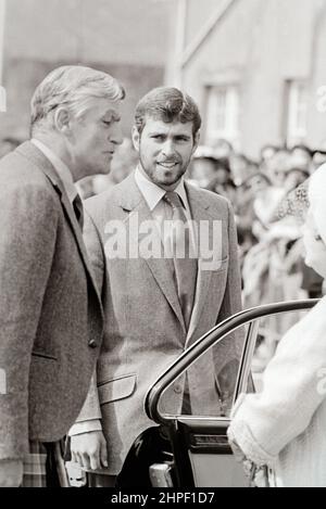 Prince Andrew 1983 août 12th de retour de Rhode Island Banque D'Images