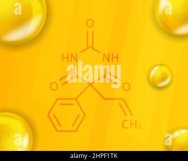 Formule chimique Alphenal. Alphenal 3D structure moléculaire chimique réaliste Illustration de Vecteur