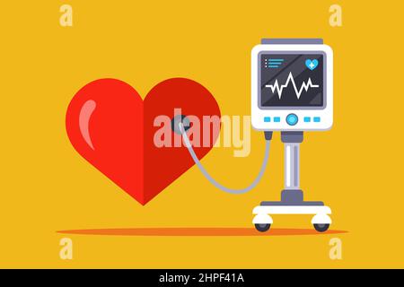 equipement médical pour la mesure de la fréquence cardiaque. illustration à vecteur plat Illustration de Vecteur