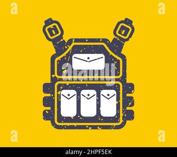 icône noire de l'armure militaire en forme de grunge. illustration vectorielle plate. Illustration de Vecteur