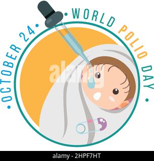 Affiche de la Journée mondiale de la polio avec un bébé recevant un vaccin oral contre la polio Illustration de Vecteur