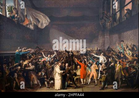 The tennis court Oath, 20th juin 1789, (le Serment du jeu de paume), huile sur toile peinture de la Révolution française de Jacques Louis David, 1791 Banque D'Images