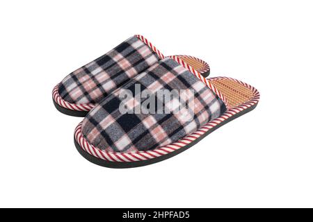 Paire de chaussons isolés sur fond blanc. Banque D'Images
