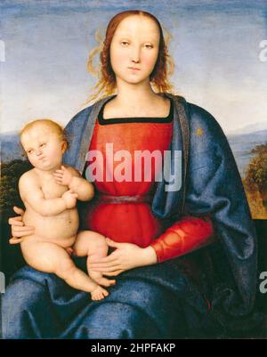 Pietro di Cristoforo Vannucci appelé Perugino, Madonna et enfant, peinture, tempera sur panneau, 1500 Banque D'Images