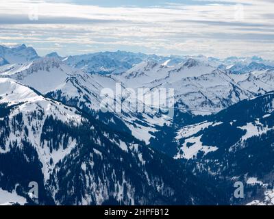 Vue sur le paysage de montagne de Bregenzerwald Banque D'Images