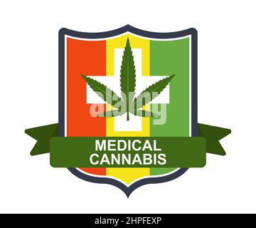 emblème de la marijuana médicale. Indicateur rastaman. illustration vectorielle plate Illustration de Vecteur