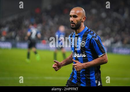 Copenhague, Danemark. 20th févr. 2022. Issam Jebali (7) d'Odense Boldklub vu lors du match Superliga de 3F entre le FC Copenhague et Odense Boldklub à Parken à Copenhague. (Crédit photo : Gonzales photo/Alamy Live News Banque D'Images