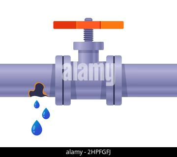 tuyau rouillé avec de l'eau. chute du trou. illustration vectorielle plate. Illustration de Vecteur