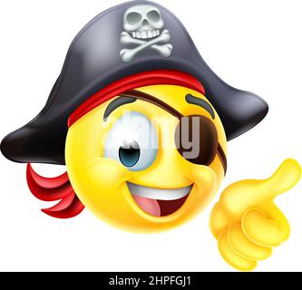 Pirate Thumbs Up Emoticon dessin animé face Illustration de Vecteur