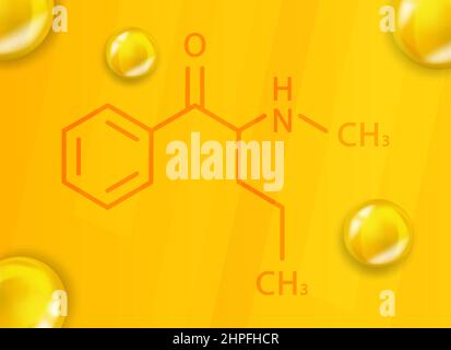 Formule chimique Pentedrone. Pentedrone 3D structure moléculaire chimique réaliste Illustration de Vecteur