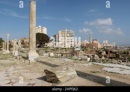 Tyr, Liban. 20th févr. 2022. Vue sur le site archéologique romain de Tyr, Liban, 20 février 2022. Tyr (appelé même pour) est la quatrième ville du Liban, après Beyrouth, Tripoli et Saida, et la capitale du district de Tyr dans le gouvernorat sud contrôlé par le Hezbollah. (Photo d'Elisa Gestri/Sipa USA) crédit: SIPA USA/Alay Live News Banque D'Images