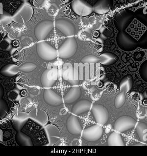 Résumé Contexte numérique fractale générée à l'ordinateur en noir et blanc. Banque D'Images