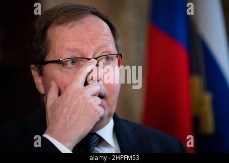 Ambassadeur de la Fédération de Russie auprès du Royaume-Uni Andrei Kelin lors d'un entretien avec l'AP à la résidence officielle de l'ambassadeur de Russie à Londres. Date de la photo: Lundi 21 février 2022. Banque D'Images