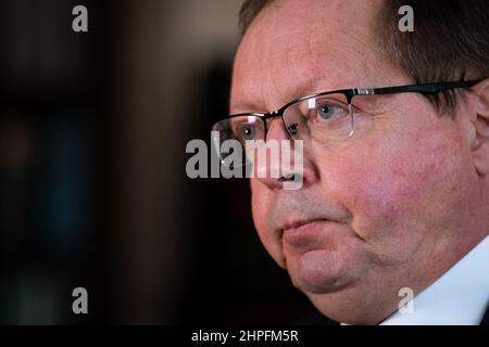 Ambassadeur de la Fédération de Russie auprès du Royaume-Uni Andrei Kelin lors d'un entretien avec l'AP à la résidence officielle de l'ambassadeur de Russie à Londres. Date de la photo: Lundi 21 février 2022. Banque D'Images