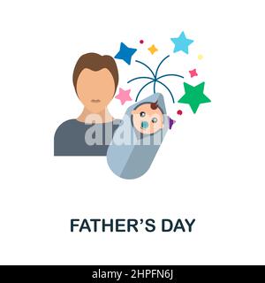 Icône plate de la fête des pères. Affiche à éléments de couleur de la collection Celebration. Affiche plate Fathers Day Icon pour la conception de sites Web, les infographies et plus encore. Illustration de Vecteur
