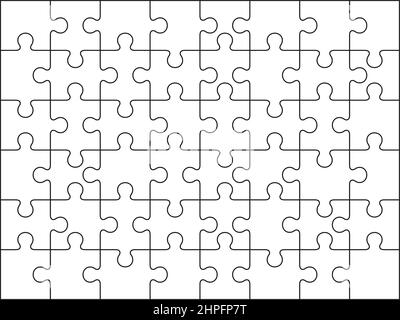 Grille de pièces de scie sauteuse. Modèle vide de carreaux de puzzle carrés. Définir la forme géométrique du jeu. Toile de fond pour le jeu de papier, arrière-plan vectoriel de schéma blanc ordonné Illustration de Vecteur