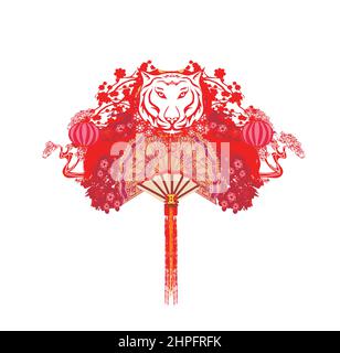 Bonne année 2022, nouvelle année chinoise, année du tigre, bonne année lunaire 2022 Illustration de Vecteur