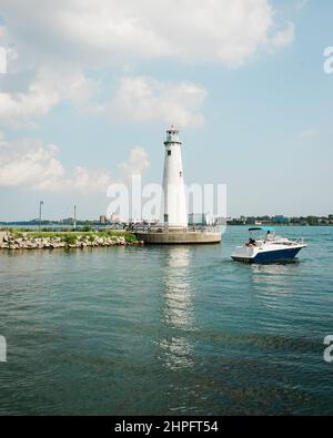 Le Milliken State Park Lighthouse, à Detroit, Michigan Banque D'Images